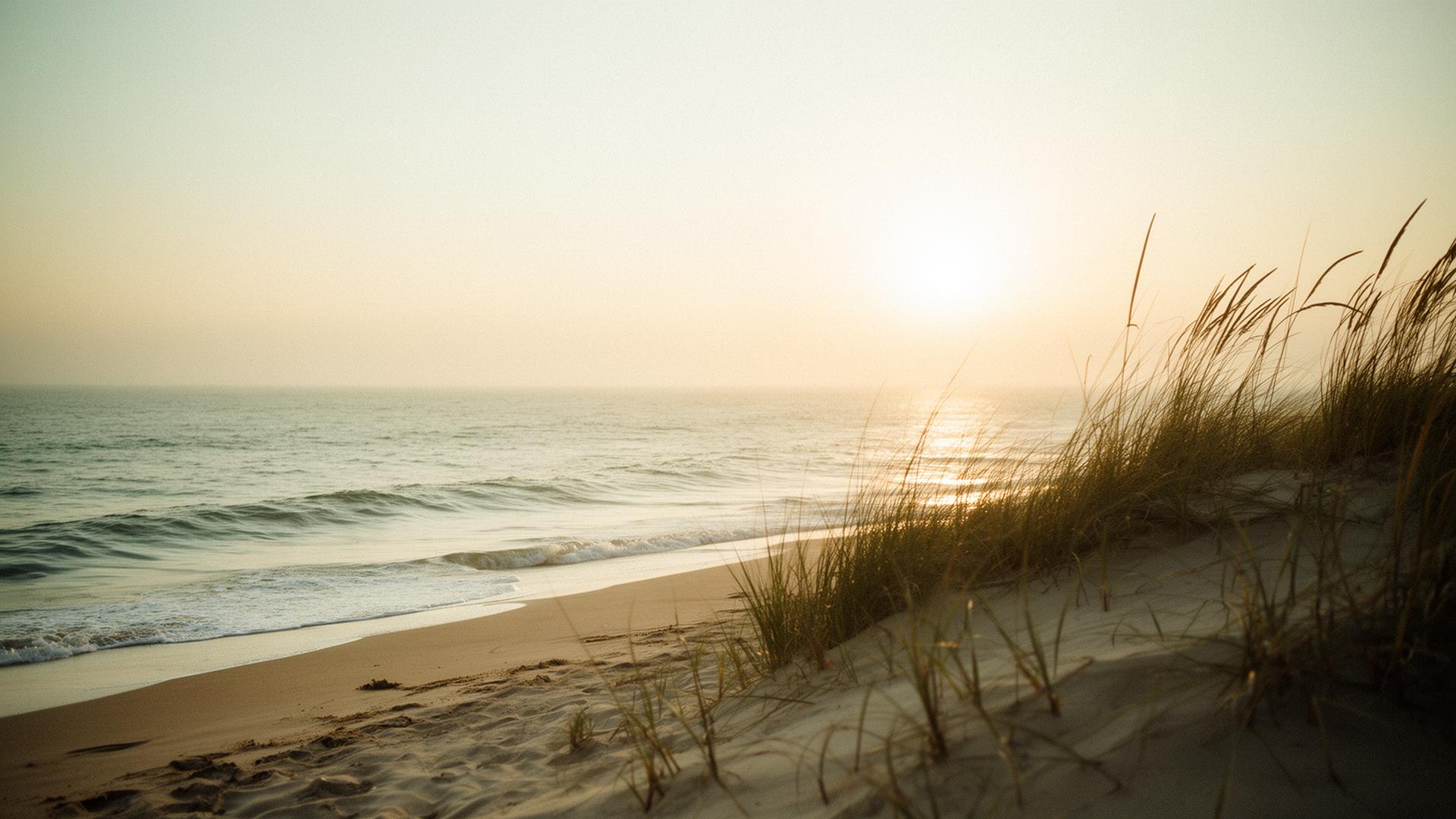 Calm coastline at golden hour